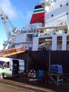 Us cleaning the carpets on this BP tanker in dry dock.