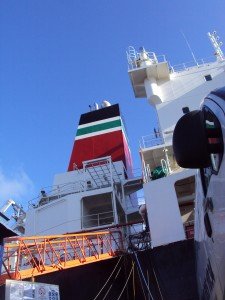 Us cleaning the carpets on this BP tanker in dry dock.